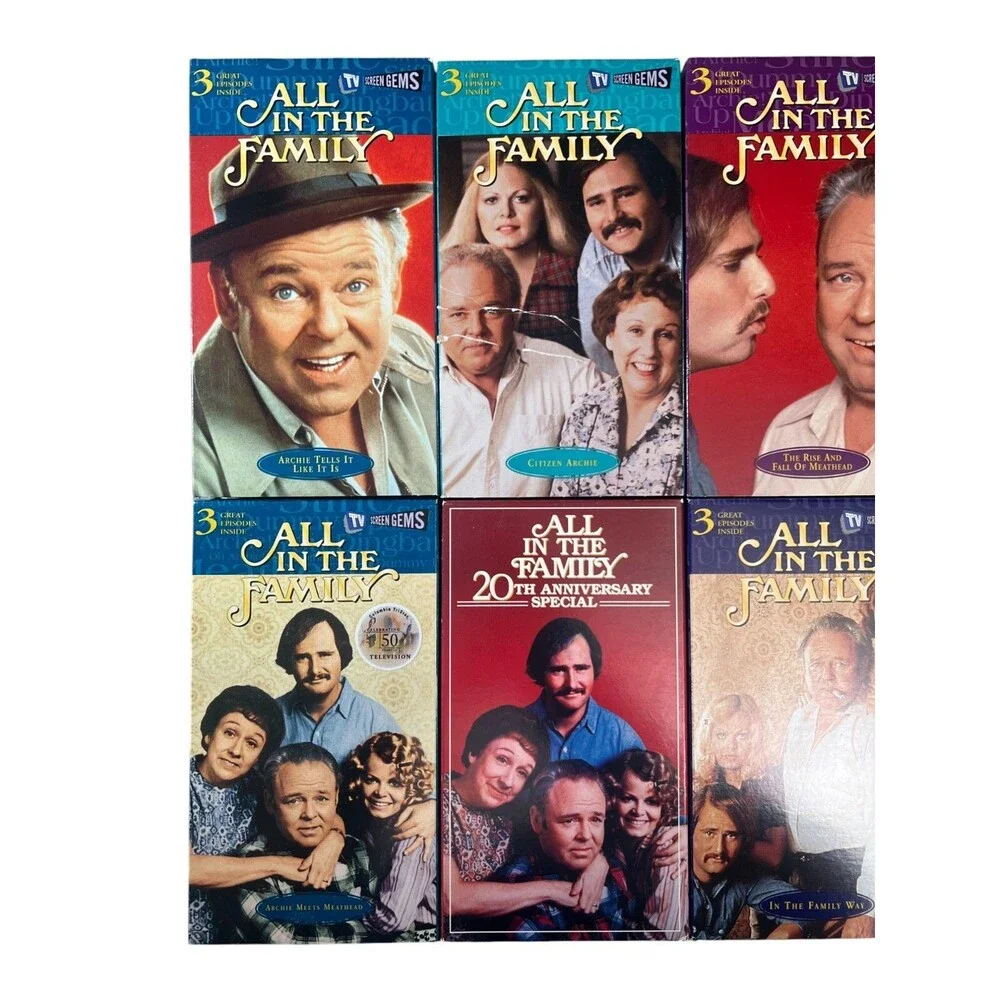 ALL IN THE FAMILY LOT of 9 VHS (25+ EPISODES) 70s TV Show Archie Bunker TESTED